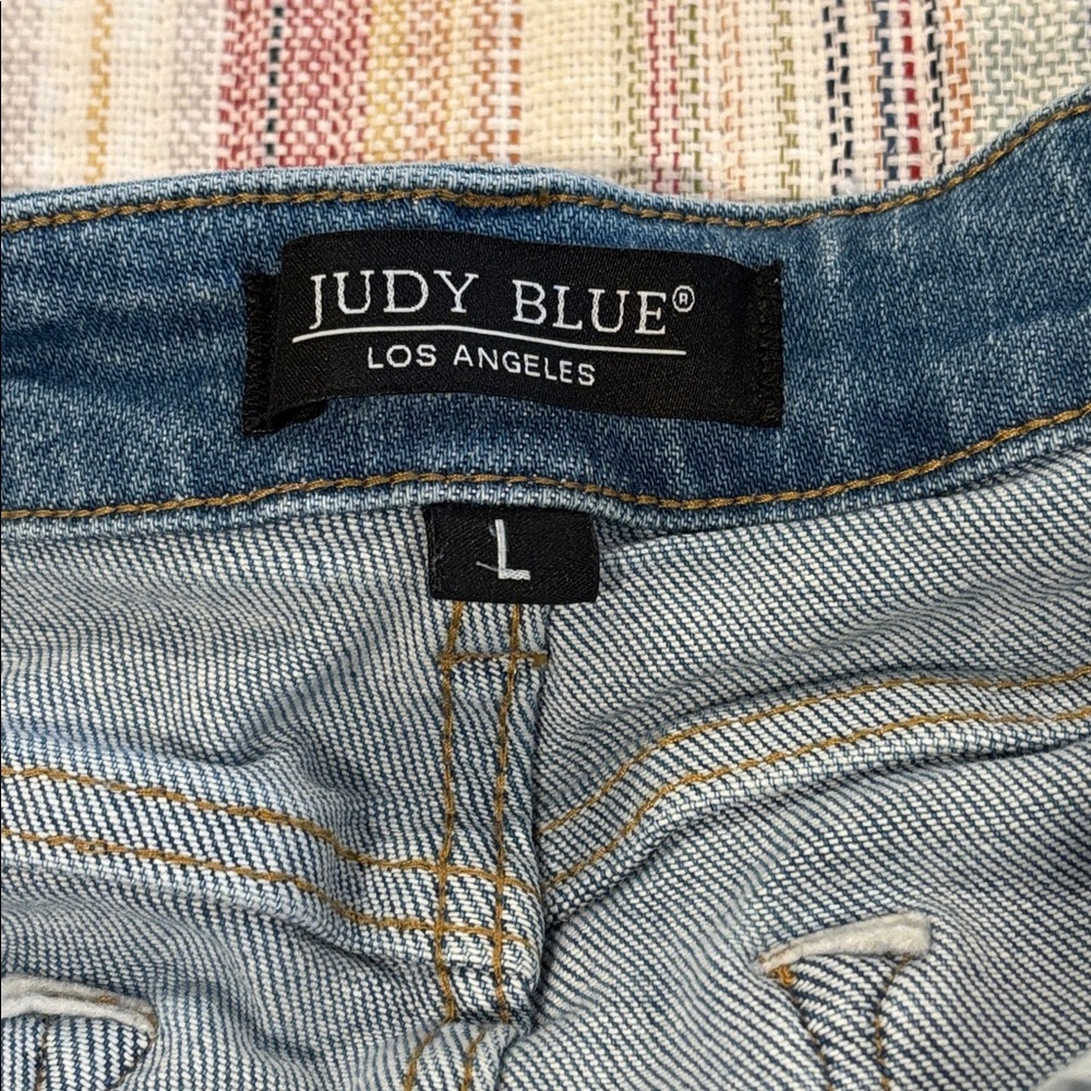 Judy Blue Jeans Denim Star Shorts Size L Style JB150069 - Picture 6 of 10
